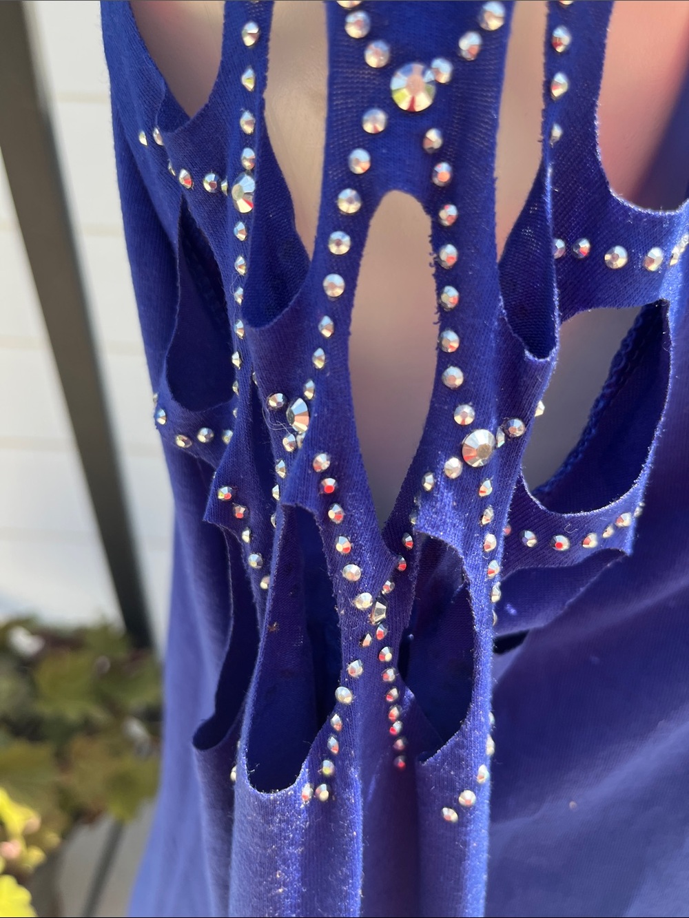 Women’s Royal Blue Cold-Shoulder Long Sleeve Top - Picture 2 of 3